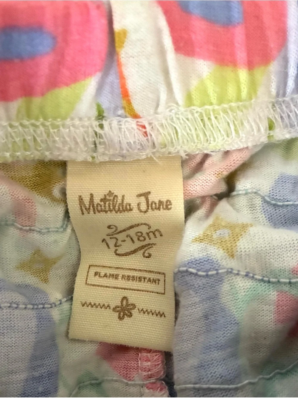 Matilda Jane Floral Ruffle Pajama Pants 12-18 Months Polka Dot Trim